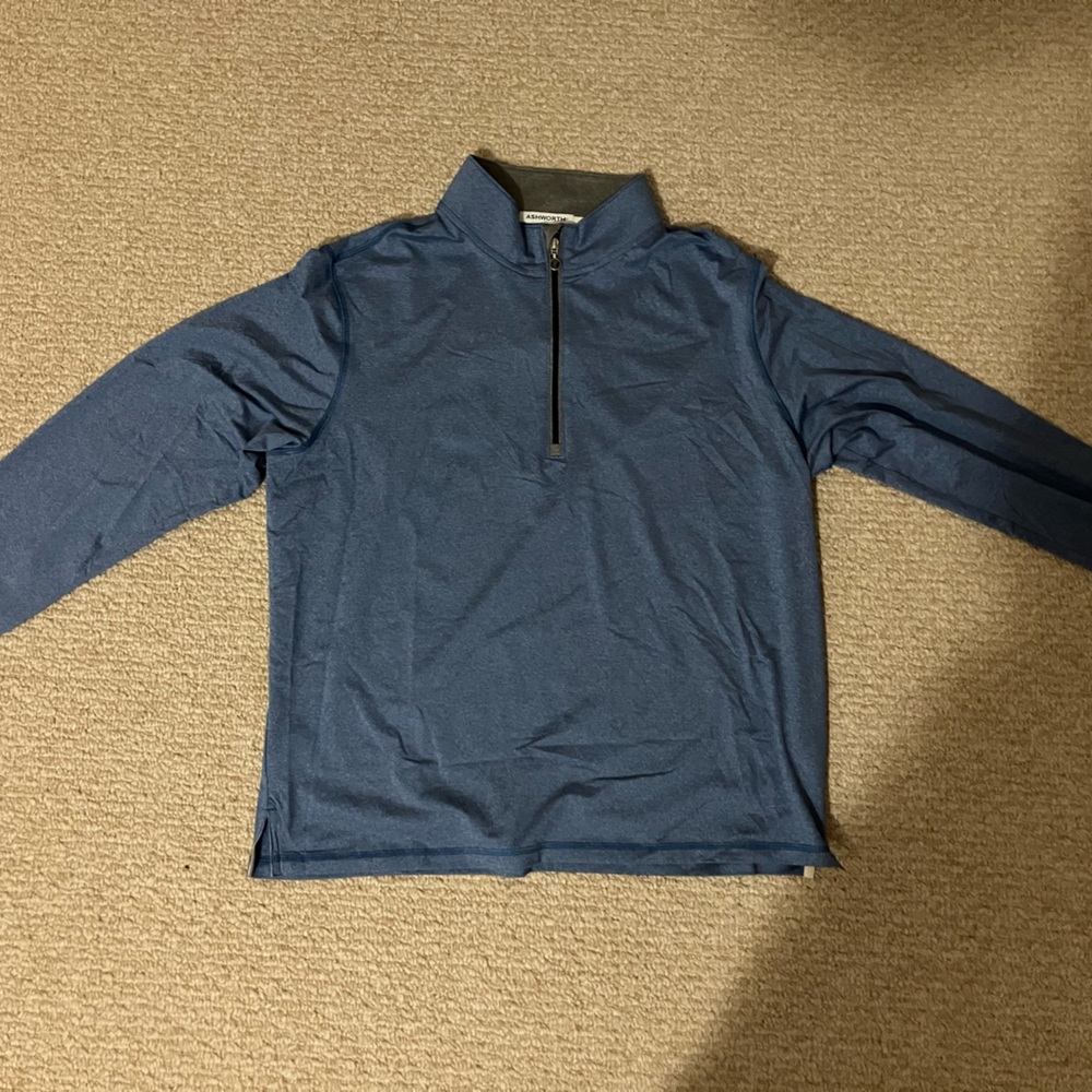 Ashworth Men's Steel Blue Zip-Up Sweater